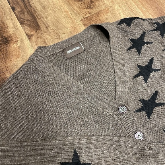 Zadig & Voltaire Sweaters - Zadig & Voltaire Mirka WS Stars Strass Cashmere Gray Cardigan Sweater Women's S